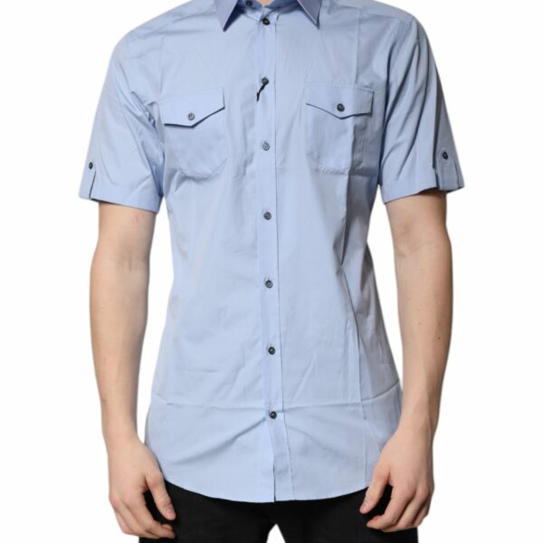 Dolce & Gabbana Blue Cotton Button Down Casual Polo Shirt