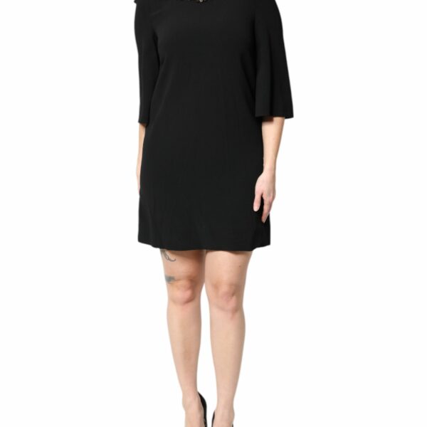 Dolce & Gabbana Black Crystal Embellished Round Neck Mini Dress