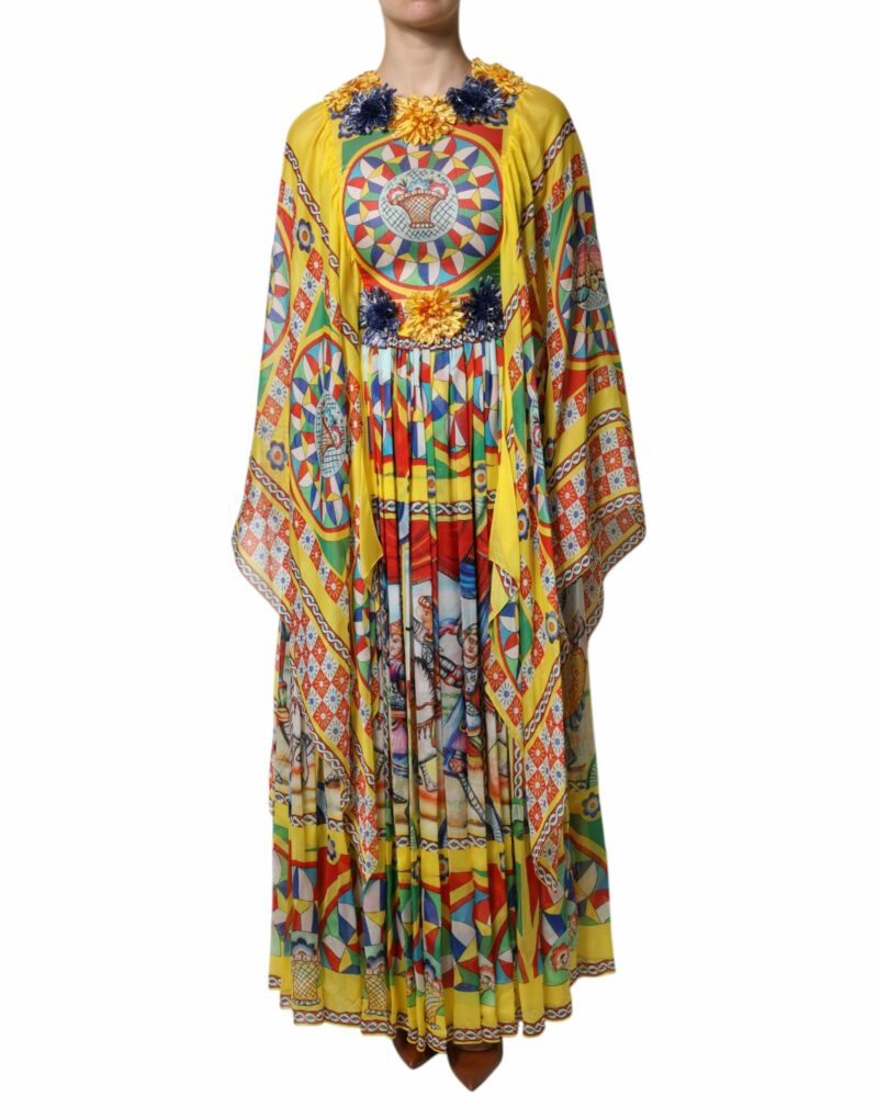 Dolce & Gabbana Multicolour Carretto Print Kaftan Twill Dress - Image 2