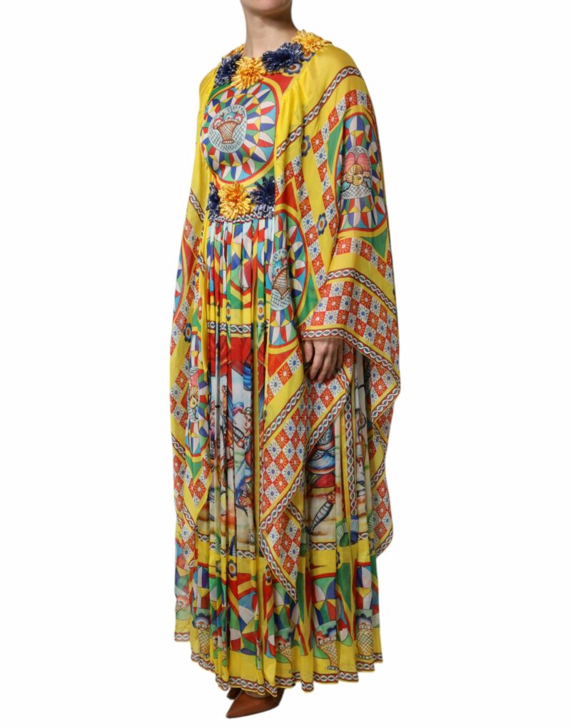 Dolce & Gabbana Multicolour Carretto Print Kaftan Twill Dress - Image 3