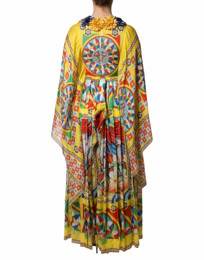 Dolce & Gabbana Multicolour Carretto Print Kaftan Twill Dress - Image 4
