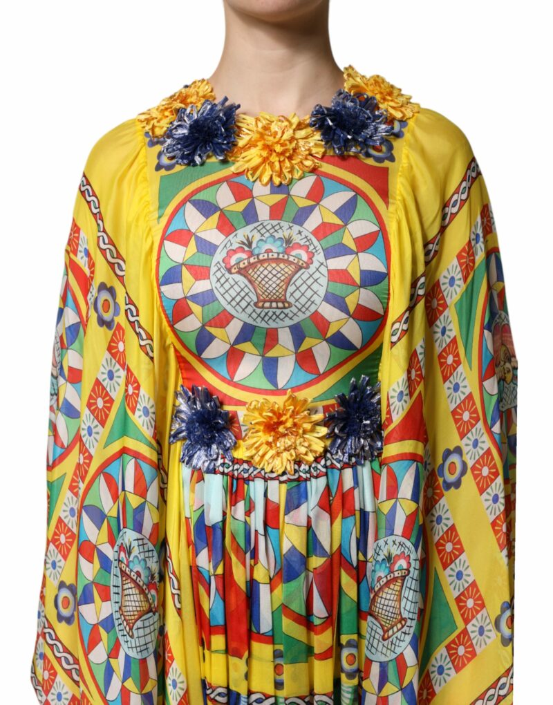 Dolce & Gabbana Multicolour Carretto Print Kaftan Twill Dress - Image 5