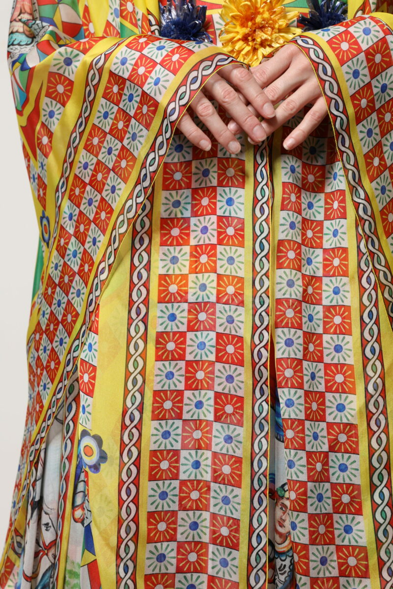 Dolce & Gabbana Multicolour Carretto Print Kaftan Twill Dress - Image 7