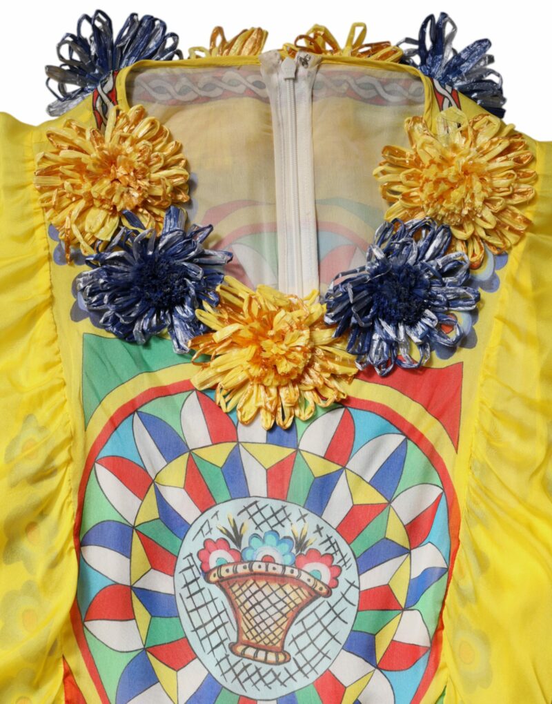 Dolce & Gabbana Multicolour Carretto Print Kaftan Twill Dress - Image 8