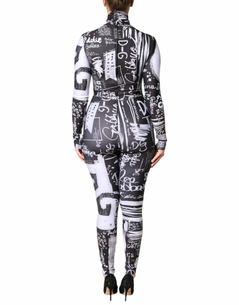 Dolce & Gabbana Black Logo Turtleneck Bodycon Jumpsuit Dress - Image 4