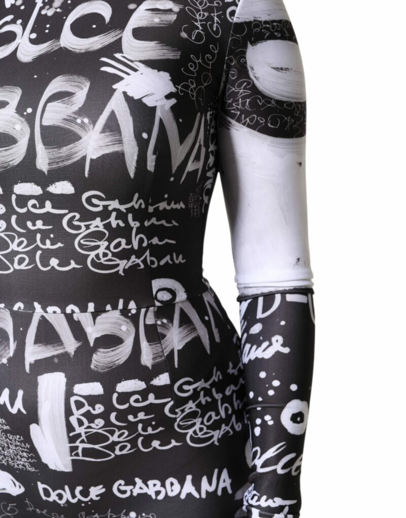 Dolce & Gabbana Black Logo Turtleneck Bodycon Jumpsuit Dress - Image 6