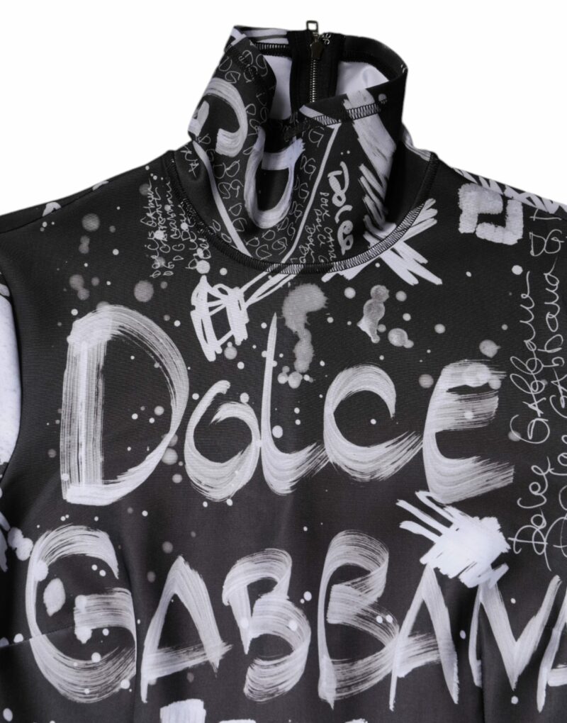 Dolce & Gabbana Black Logo Turtleneck Bodycon Jumpsuit Dress - Image 7
