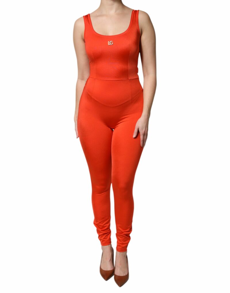 Dolce & Gabbana Orange Sleeveless Bodycon Jumpsuit Dress - Image 2