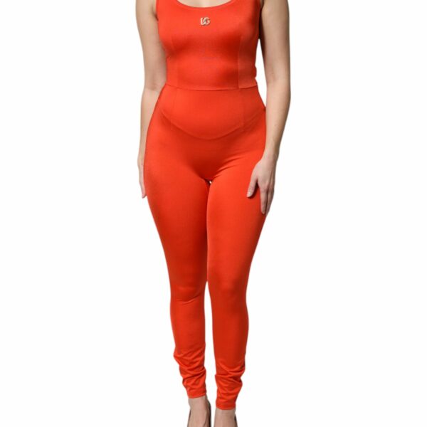 Dolce & Gabbana Orange Sleeveless Bodycon Jumpsuit Dress