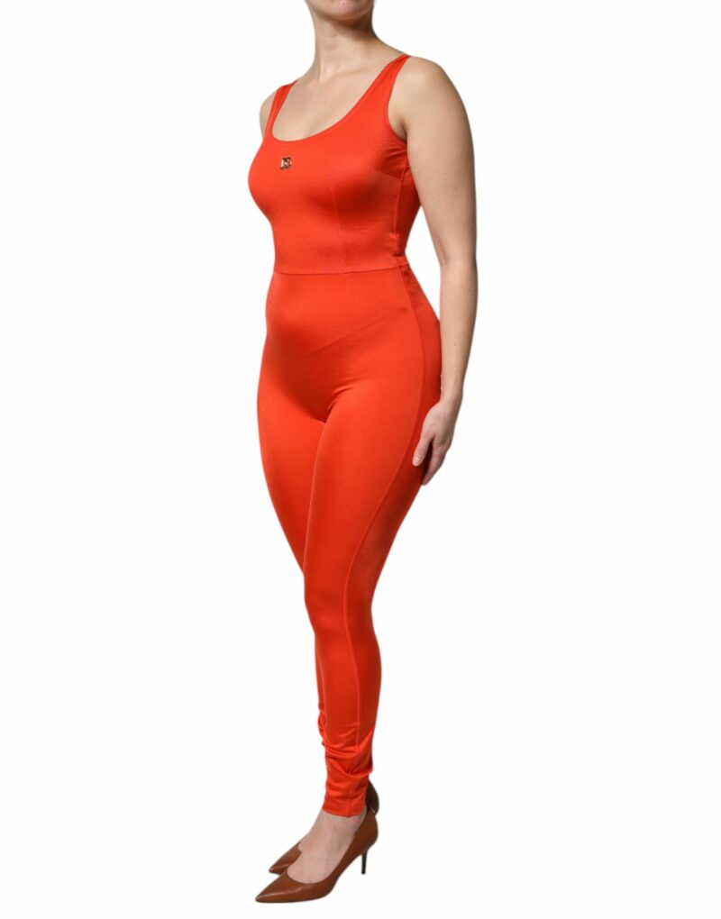 Dolce & Gabbana Orange Sleeveless Bodycon Jumpsuit Dress - Image 3