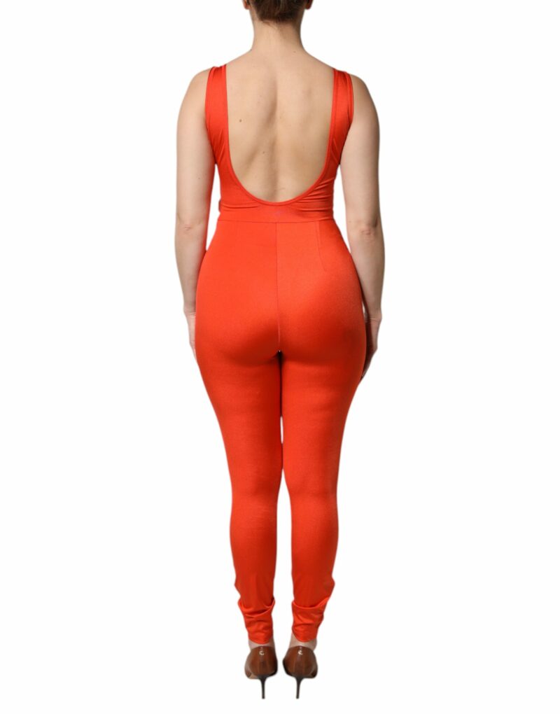 Dolce & Gabbana Orange Sleeveless Bodycon Jumpsuit Dress - Image 4