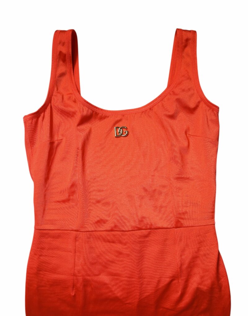 Dolce & Gabbana Orange Sleeveless Bodycon Jumpsuit Dress - Image 7