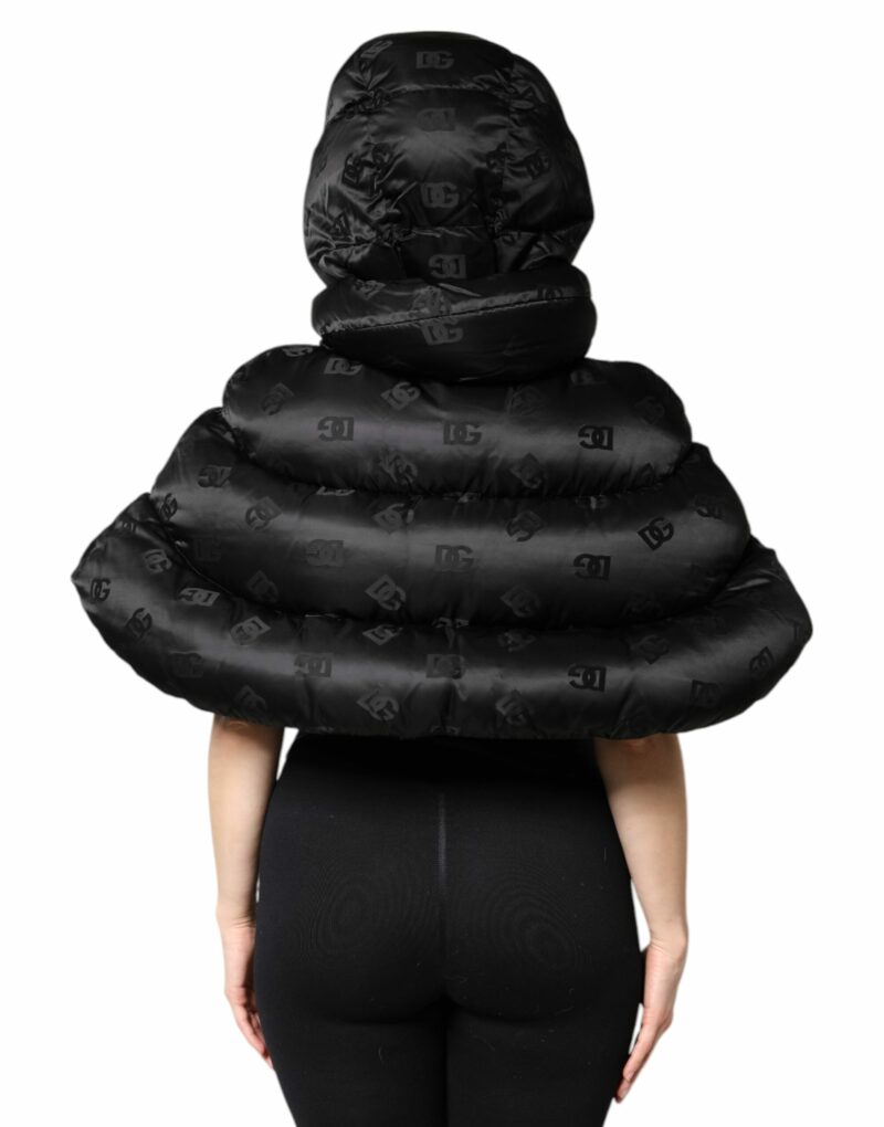 Dolce & Gabbana Black Padded Puffer Hooded Full Zip Cropped Jacket - Image 4