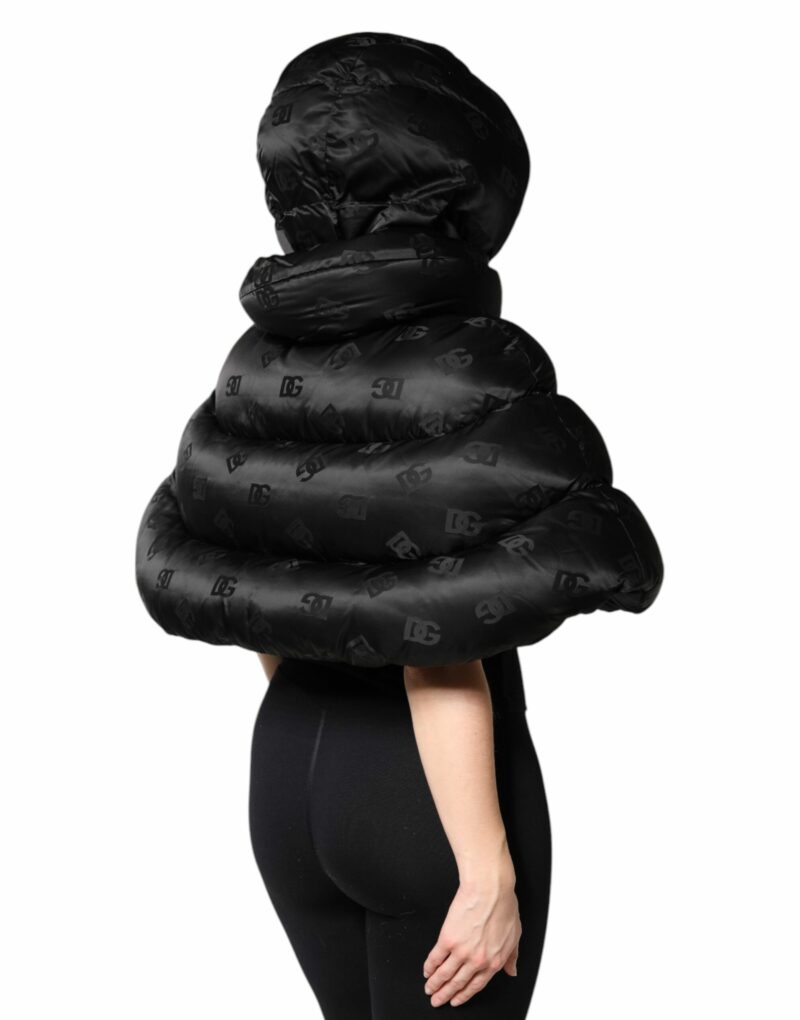 Dolce & Gabbana Black Padded Puffer Hooded Full Zip Cropped Jacket - Image 5