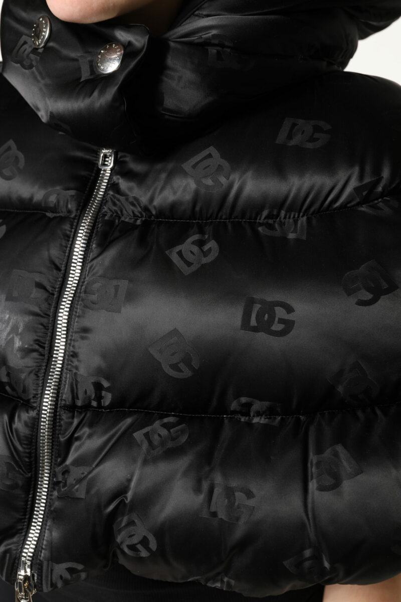 Dolce & Gabbana Black Padded Puffer Hooded Full Zip Cropped Jacket - Image 7
