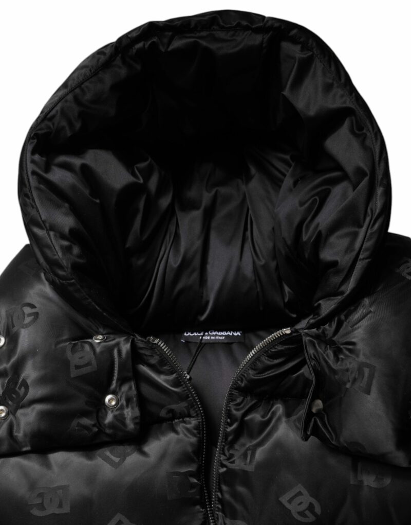 Dolce & Gabbana Black Padded Puffer Hooded Full Zip Cropped Jacket - Image 8