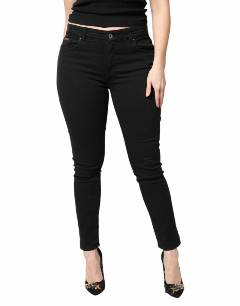 Dolce & Gabbana Black Cotton Mid Waisted Skinny Denim Jeans - Image 2