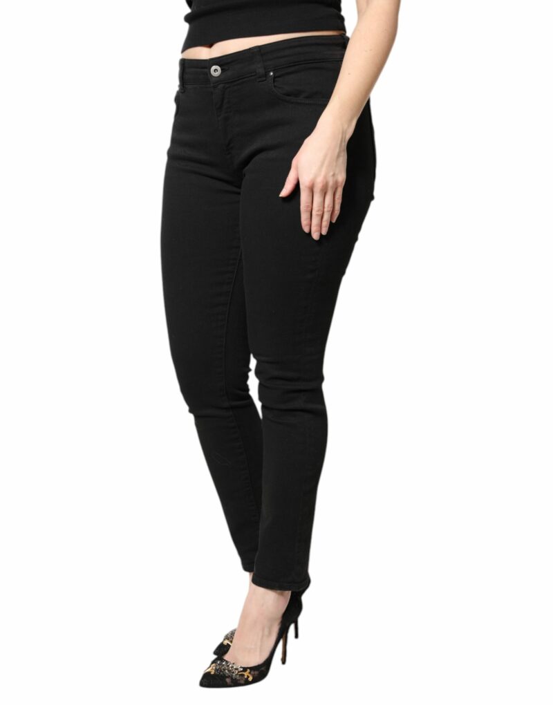 Dolce & Gabbana Black Cotton Mid Waisted Skinny Denim Jeans - Image 3