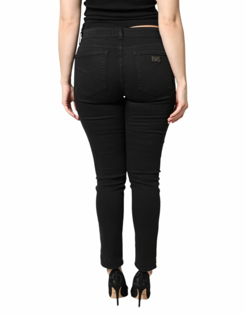 Dolce & Gabbana Black Cotton Mid Waisted Skinny Denim Jeans - Image 4