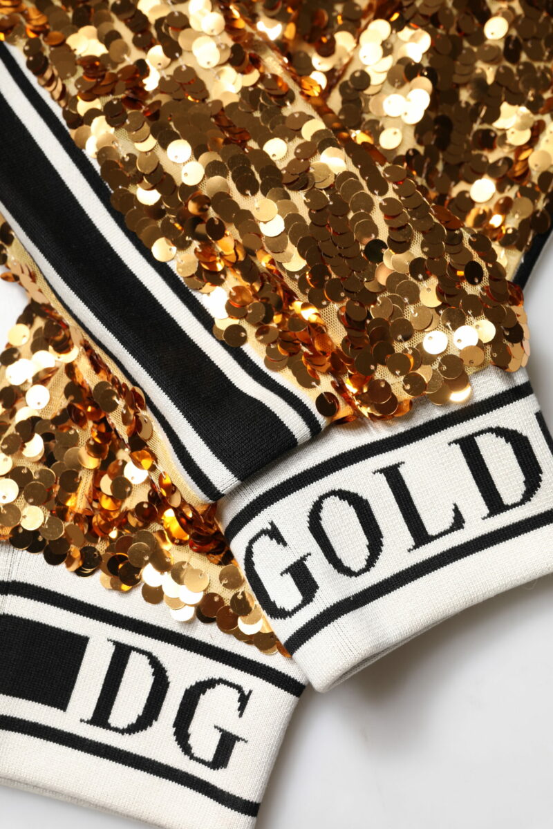 Dolce & Gabbana Metallic Gold DG Logo Sequined Jogger Pants - Image 8
