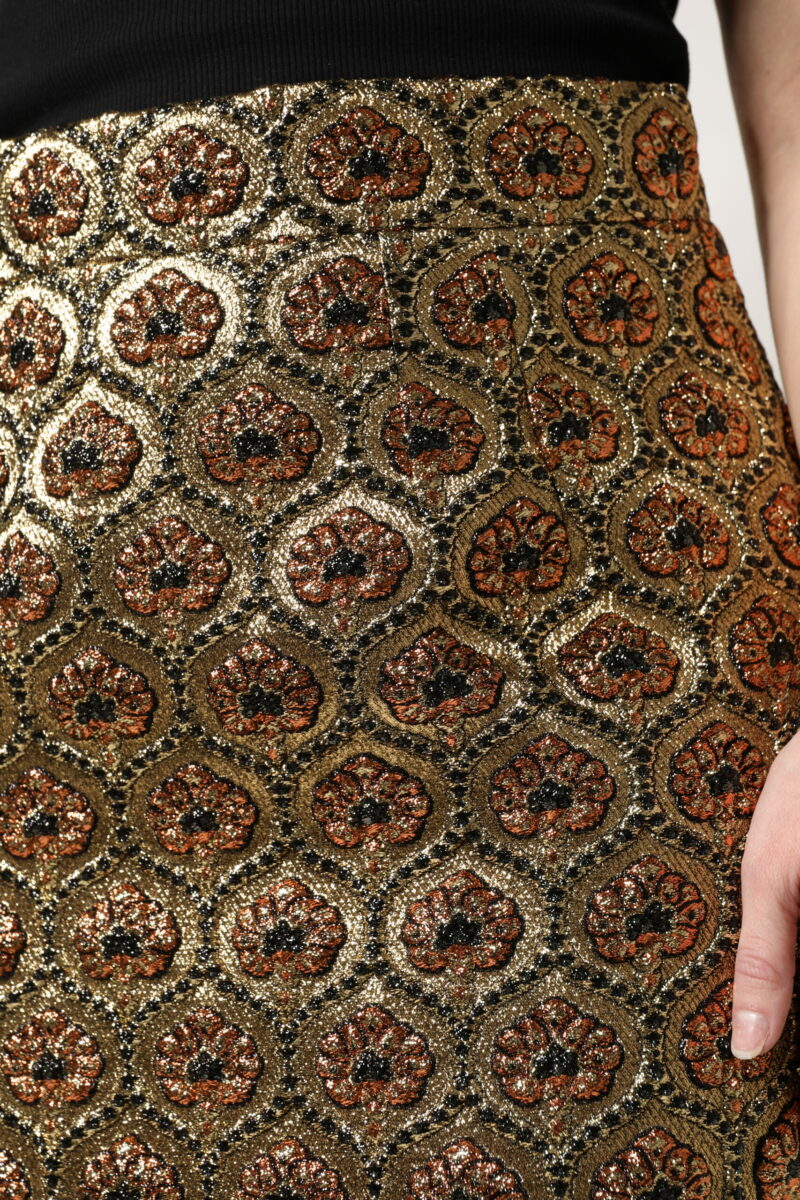 Dolce & Gabbana Brown Polyester Brocade A-line Mini Skirt - Image 5