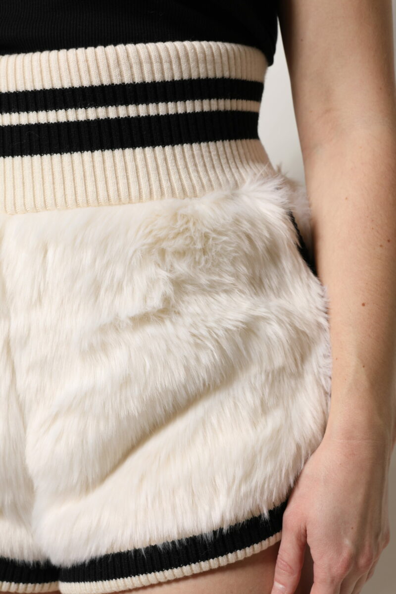 Dolce & Gabbana White Faux Fur High Waisted Hot Pants Short - Image 5