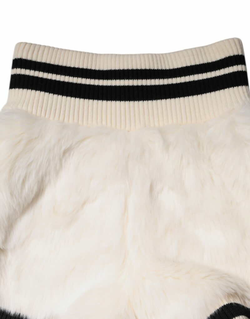 Dolce & Gabbana White Faux Fur High Waisted Hot Pants Short - Image 6
