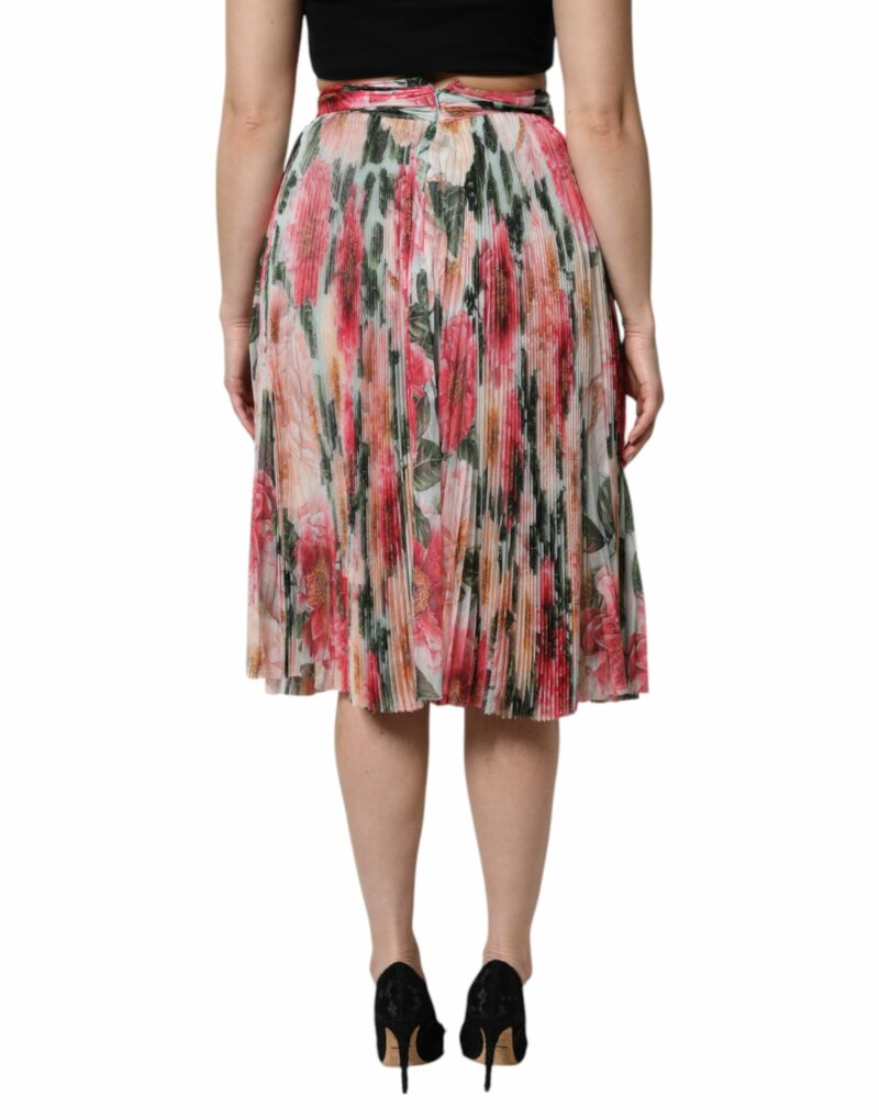 Dolce & Gabbana Multicolor Silk Floral High Waist Midi Skirt - Image 4