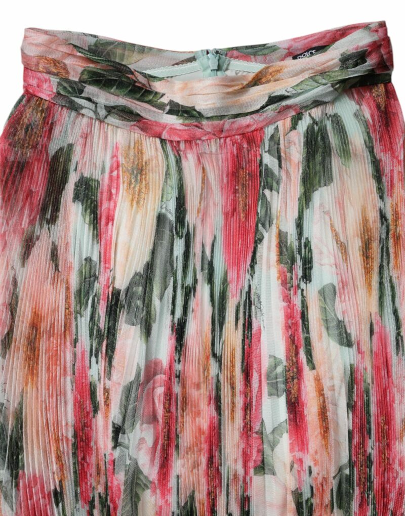 Dolce & Gabbana Multicolor Silk Floral High Waist Midi Skirt - Image 7