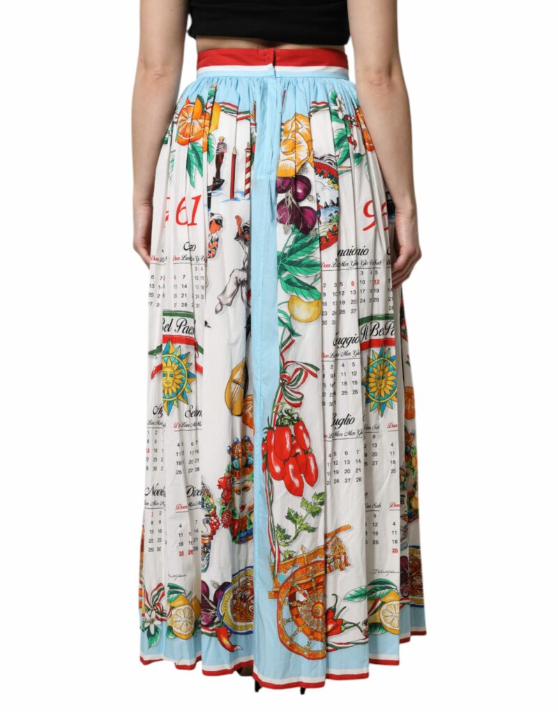 Dolce & Gabbana Multicolor Cotton Calendar Print Maxi Skirt - Image 4