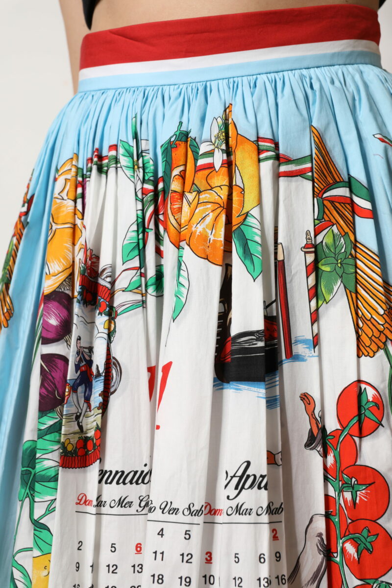 Dolce & Gabbana Multicolor Cotton Calendar Print Maxi Skirt - Image 5