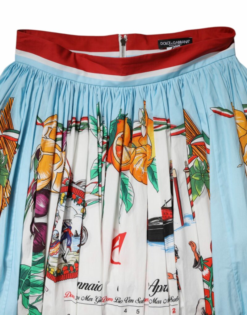 Dolce & Gabbana Multicolor Cotton Calendar Print Maxi Skirt - Image 8