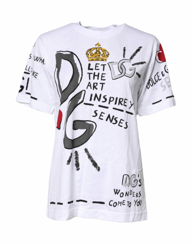 Dolce & Gabbana White Short-Sleeved Printed Jersey T-shirt - Image 2