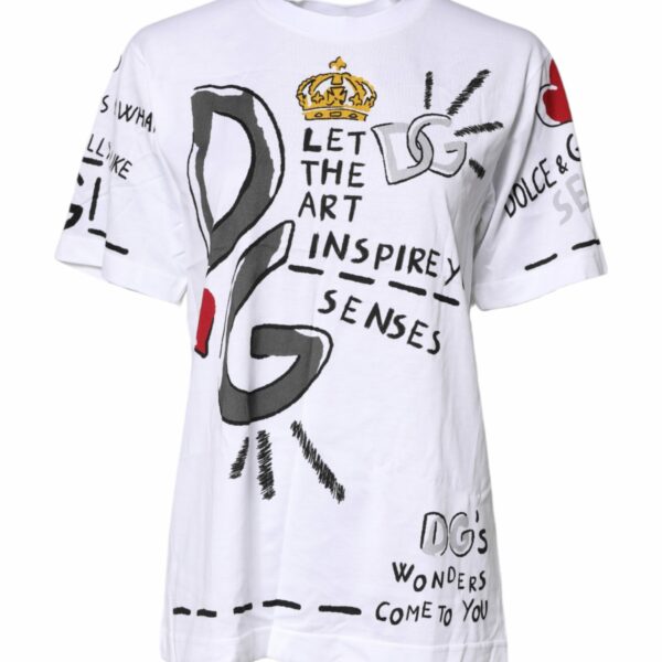 Dolce & Gabbana White Short-Sleeved Printed Jersey T-shirt