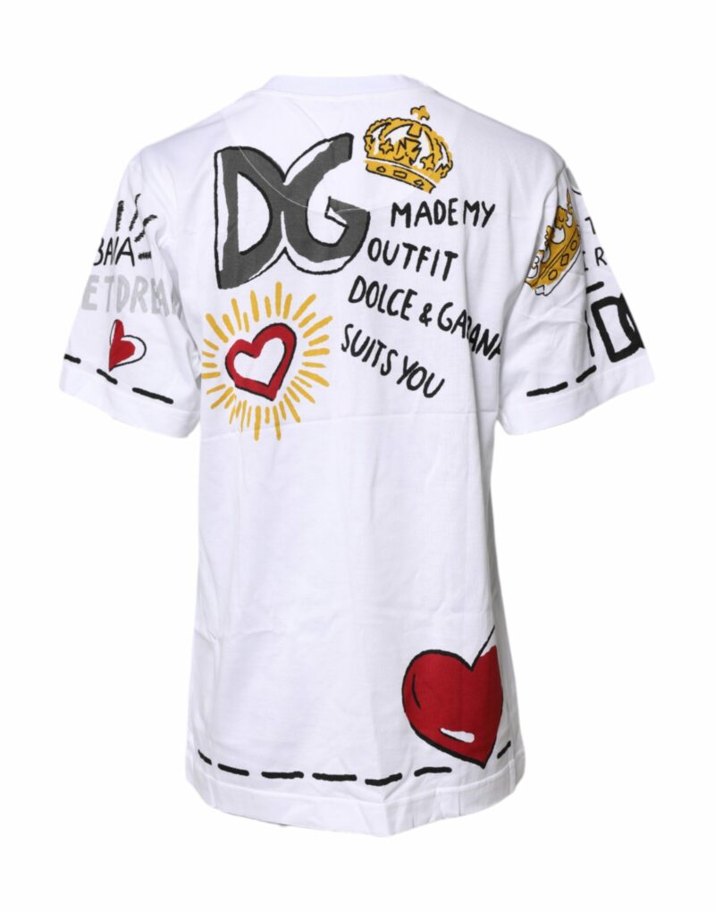 Dolce & Gabbana White Short-Sleeved Printed Jersey T-shirt - Image 4