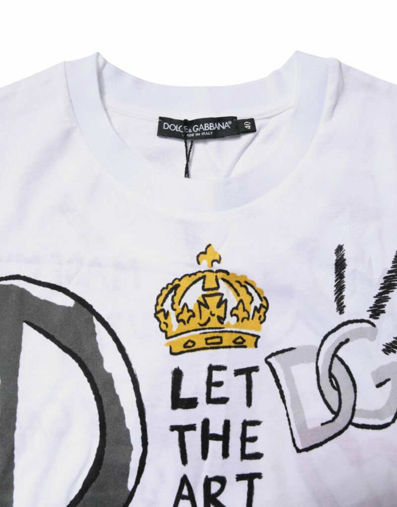 Dolce & Gabbana White Short-Sleeved Printed Jersey T-shirt - Image 5