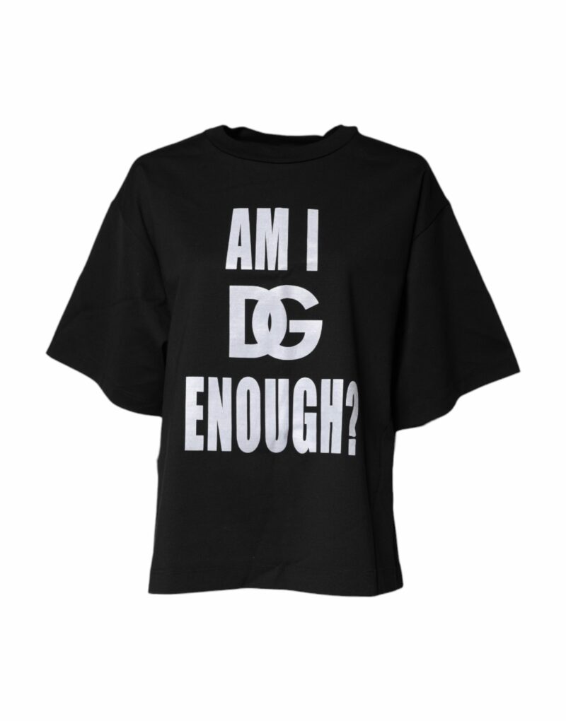 Dolce & Gabbana Black Printed Cotton Crew Neck Tee T-shirt - Image 2