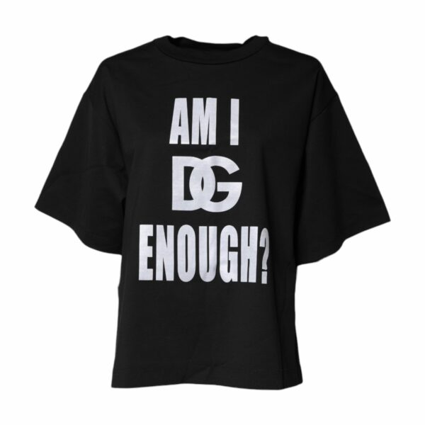 Dolce & Gabbana Black Printed Cotton Crew Neck Tee T-shirt