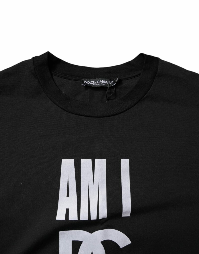 Dolce & Gabbana Black Printed Cotton Crew Neck Tee T-shirt - Image 5