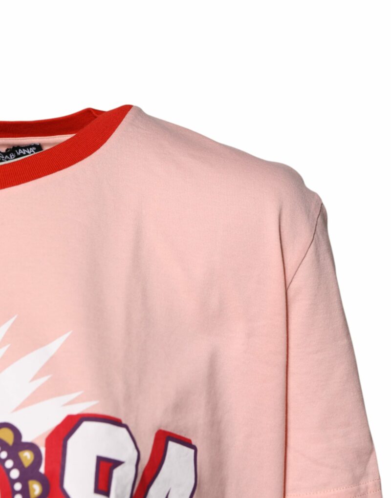 Dolce & Gabbana Pink D&G 84 Print Cotton Crew Neck T-shirt - Image 3