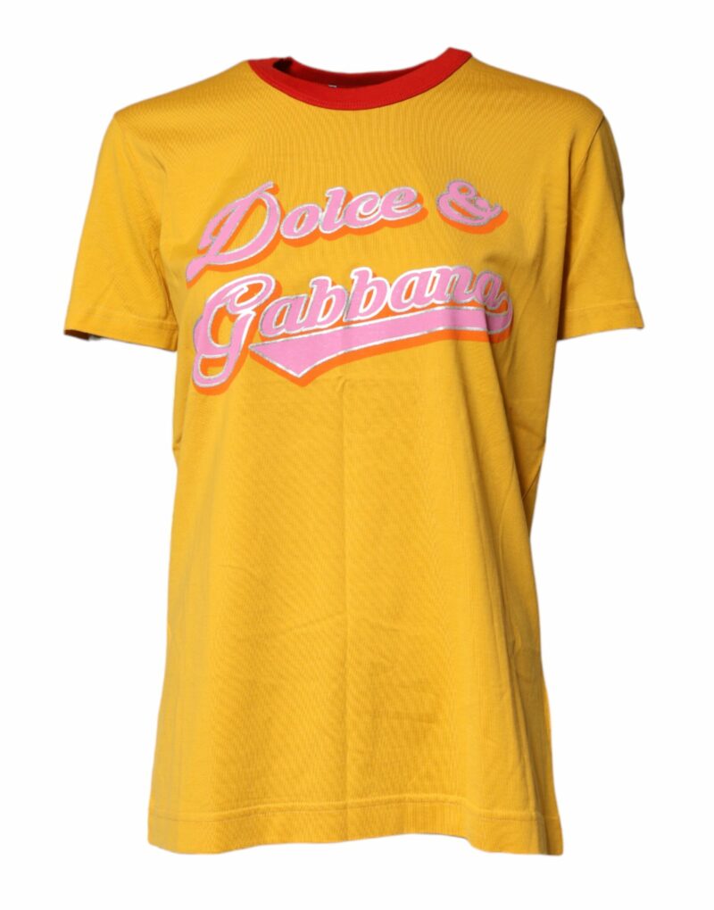 Dolce & Gabbana Yellow Printed Cotton Short Sleeves T-shirt - Image 2