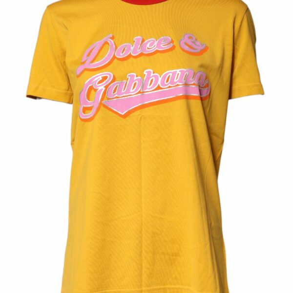 Dolce & Gabbana Yellow Printed Cotton Short Sleeves T-shirt