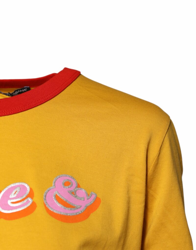 Dolce & Gabbana Yellow Printed Cotton Short Sleeves T-shirt - Image 3