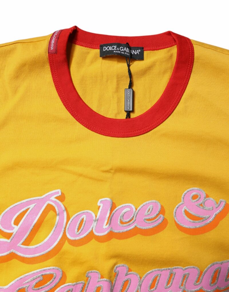 Dolce & Gabbana Yellow Printed Cotton Short Sleeves T-shirt - Image 5