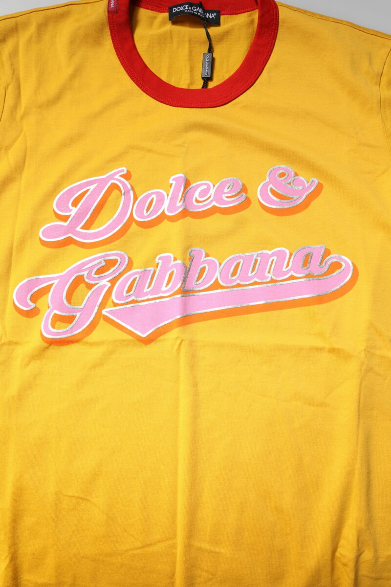 Dolce & Gabbana Yellow Printed Cotton Short Sleeves T-shirt - Image 6
