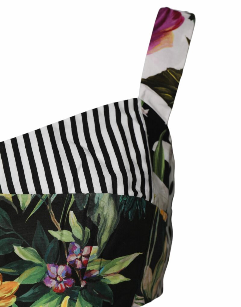 Dolce & Gabbana Multicolor Sweetheart Neck Patchwork Crop Top - Image 3