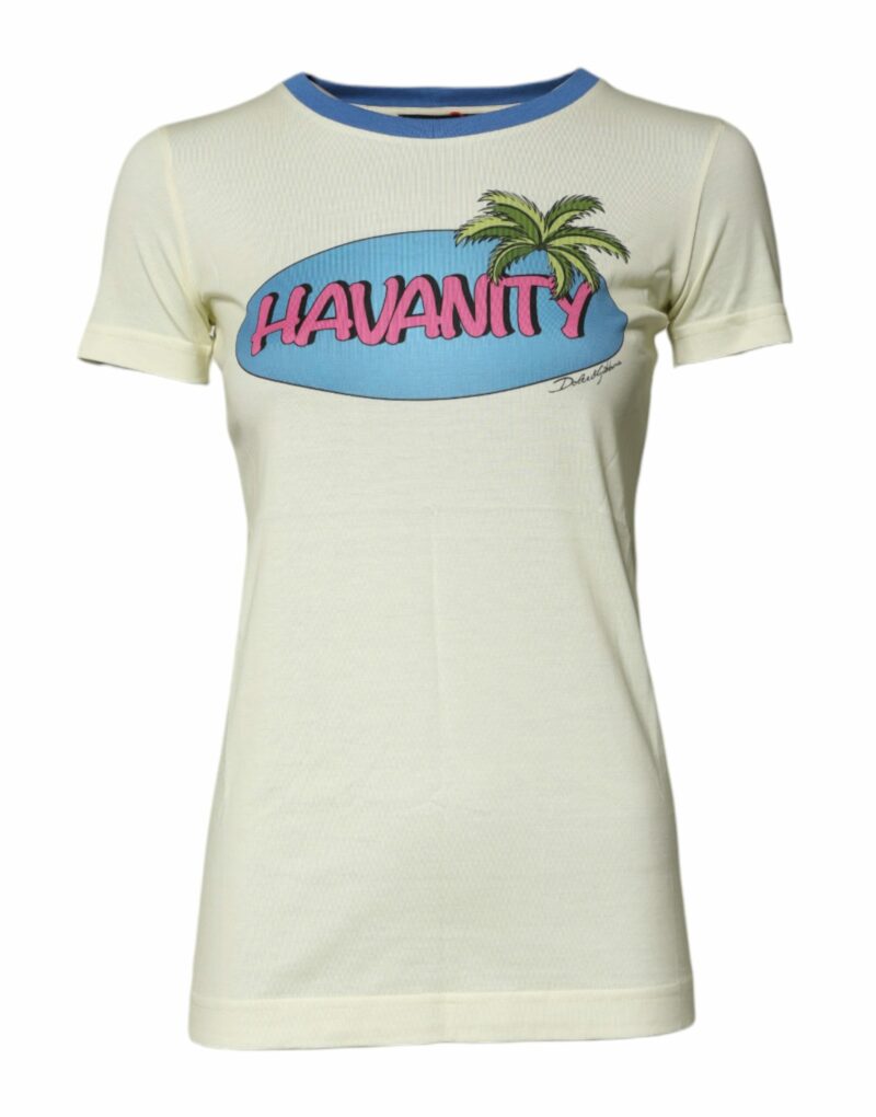 Dolce & Gabbana Light Yellow Cotton Short Sleeve T-shirt - Image 2