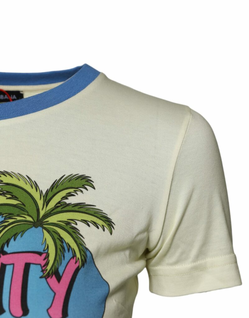 Dolce & Gabbana Light Yellow Cotton Short Sleeve T-shirt - Image 3