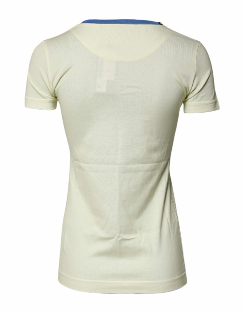 Dolce & Gabbana Light Yellow Cotton Short Sleeve T-shirt - Image 4