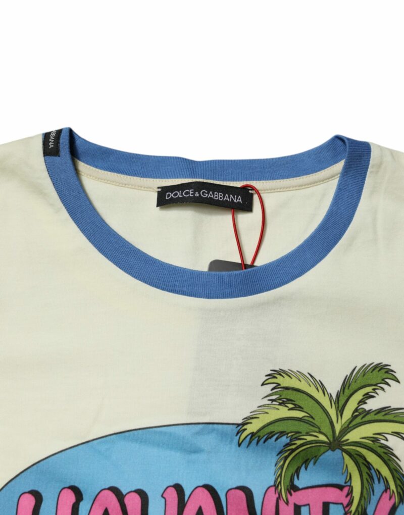 Dolce & Gabbana Light Yellow Cotton Short Sleeve T-shirt - Image 5
